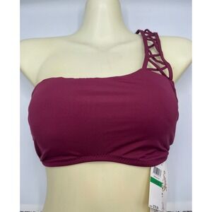 Becca By Rebecca Virtue Asymmetrical Wine Color‎ Bikini Top Women's Size Large